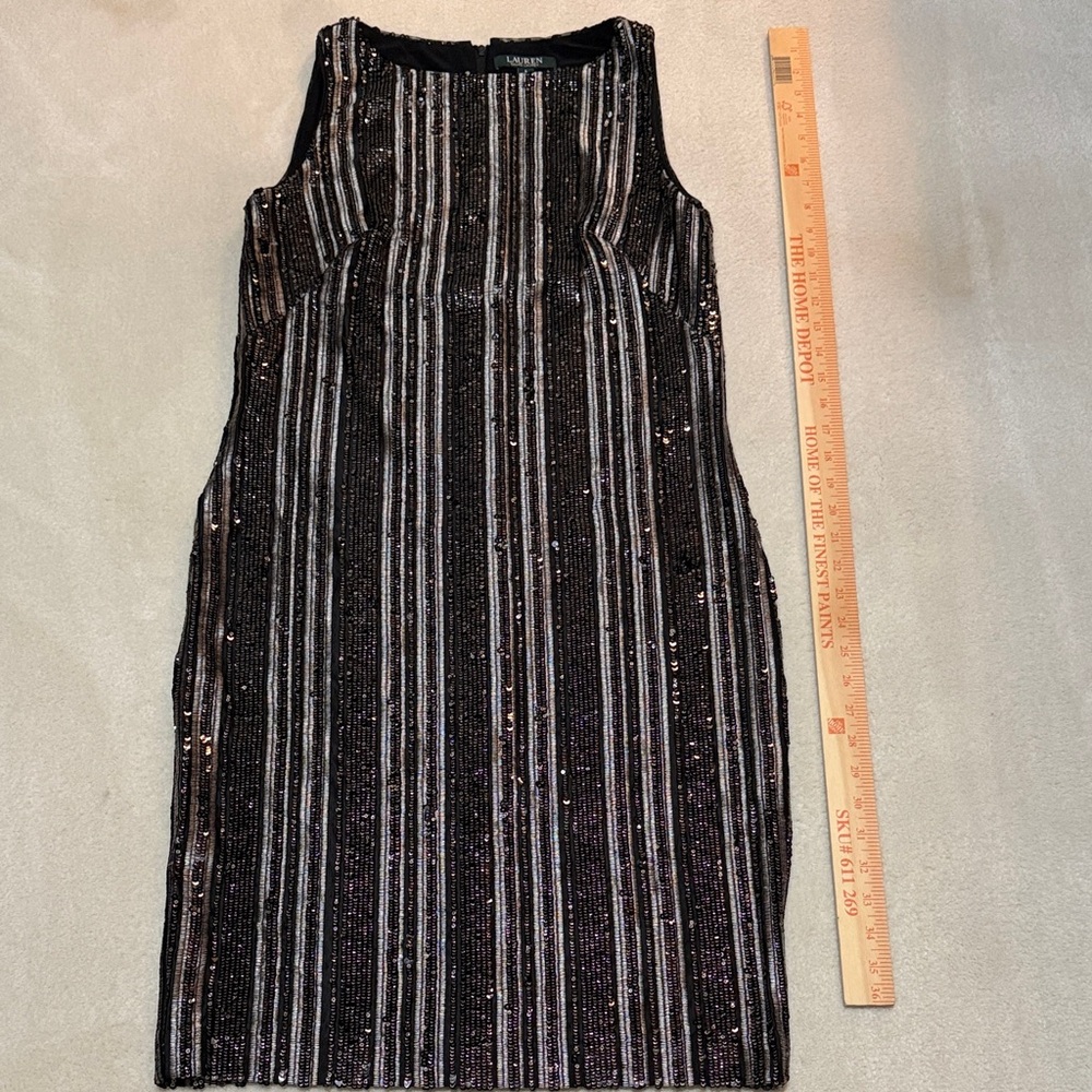 Ralph Lauren Black and Silver All Over Embellished Dress size 6 Knee Length